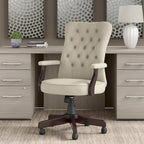 Chaise de bureau capitonnée à dossier haut Cabot avec accoudoirs – Fauteuil de bureau de direction