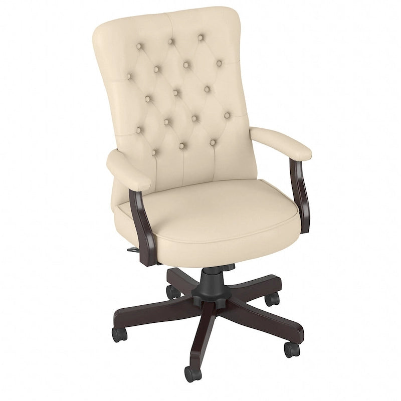 Chaise de bureau capitonnée à dossier haut Cabot avec accoudoirs – Fauteuil de bureau de direction