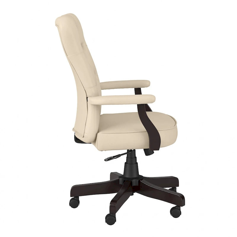 Chaise de bureau capitonnée à dossier haut Cabot avec accoudoirs – Fauteuil de bureau de direction