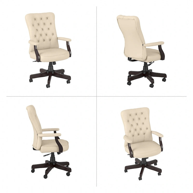 Chaise de bureau capitonnée à dossier haut Cabot avec accoudoirs – Fauteuil de bureau de direction