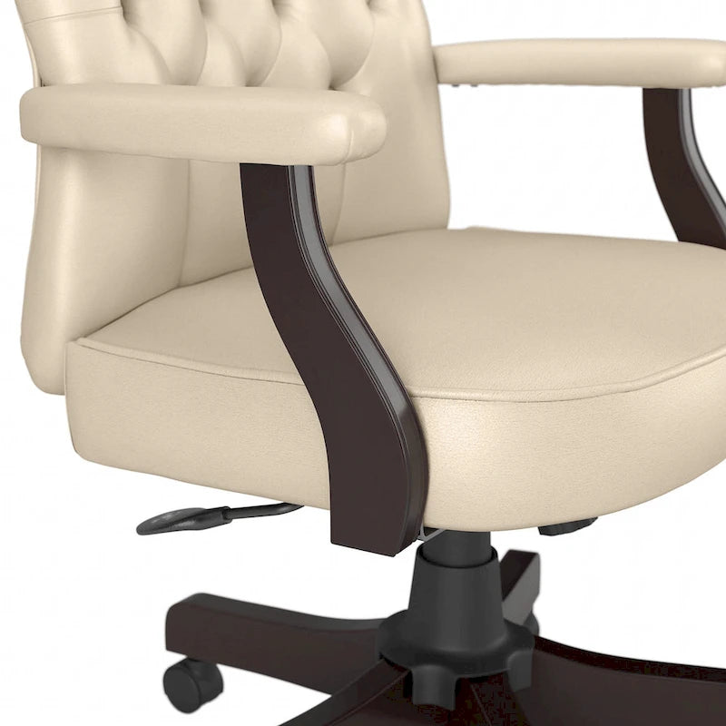 Chaise de bureau capitonnée à dossier haut Cabot avec accoudoirs – Fauteuil de bureau de direction