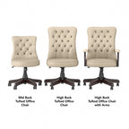 Chaise de bureau capitonnée à dossier haut Cabot avec accoudoirs – Fauteuil de bureau de direction