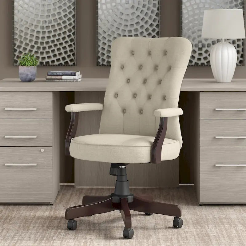 Chaise de bureau capitonnée à dossier haut Cabot avec accoudoirs – Fauteuil de bureau de direction