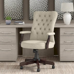 Chaise de bureau capitonnée à dossier haut Cabot avec accoudoirs – Fauteuil de bureau de direction