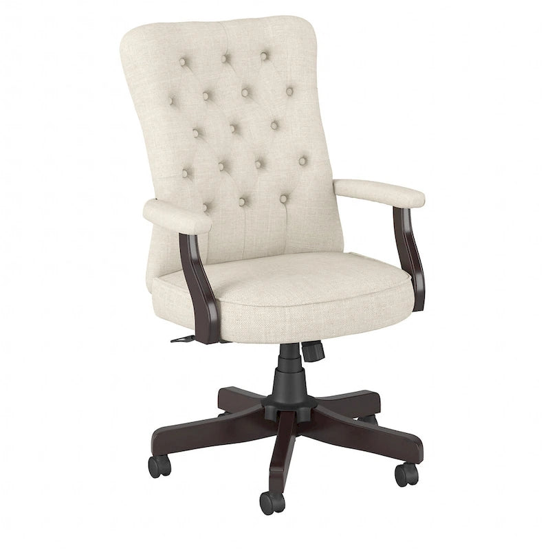 Chaise de bureau capitonnée à dossier haut Cabot avec accoudoirs – Fauteuil de bureau de direction