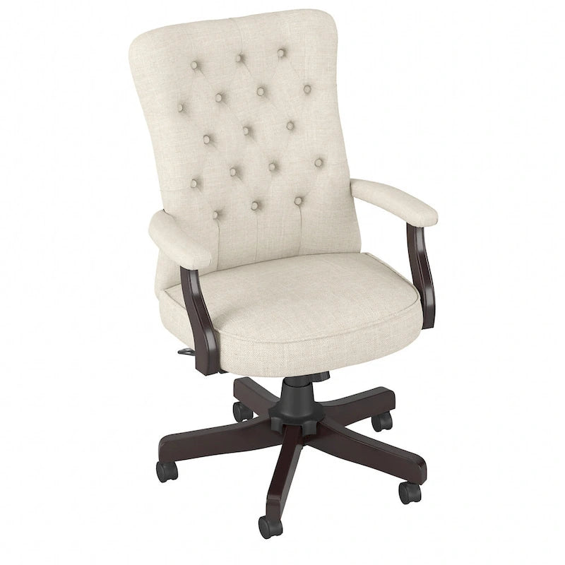 Chaise de bureau capitonnée à dossier haut Cabot avec accoudoirs – Fauteuil de bureau de direction