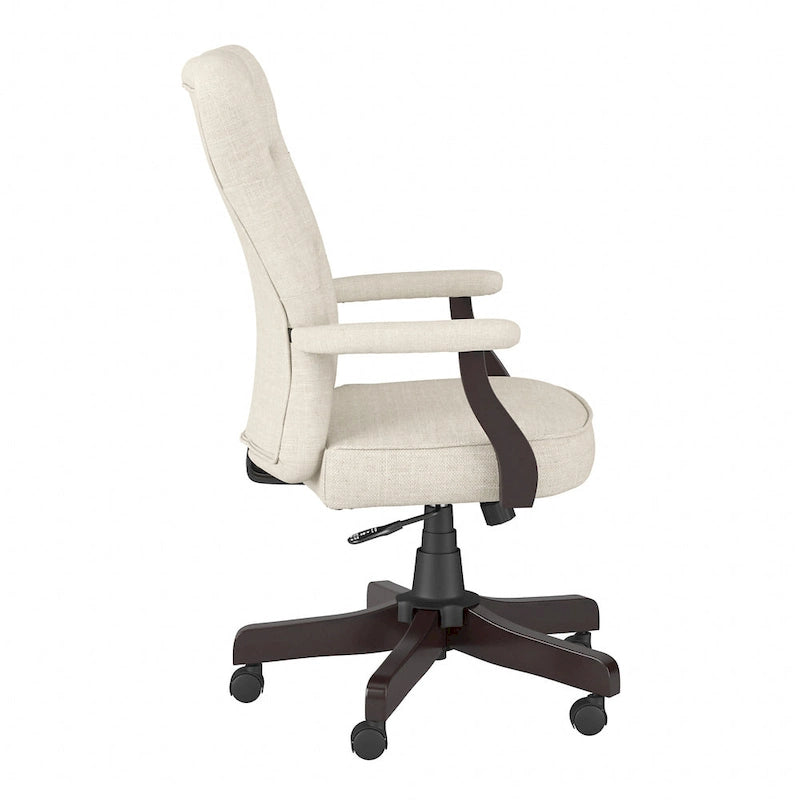 Chaise de bureau capitonnée à dossier haut Cabot avec accoudoirs – Fauteuil de bureau de direction