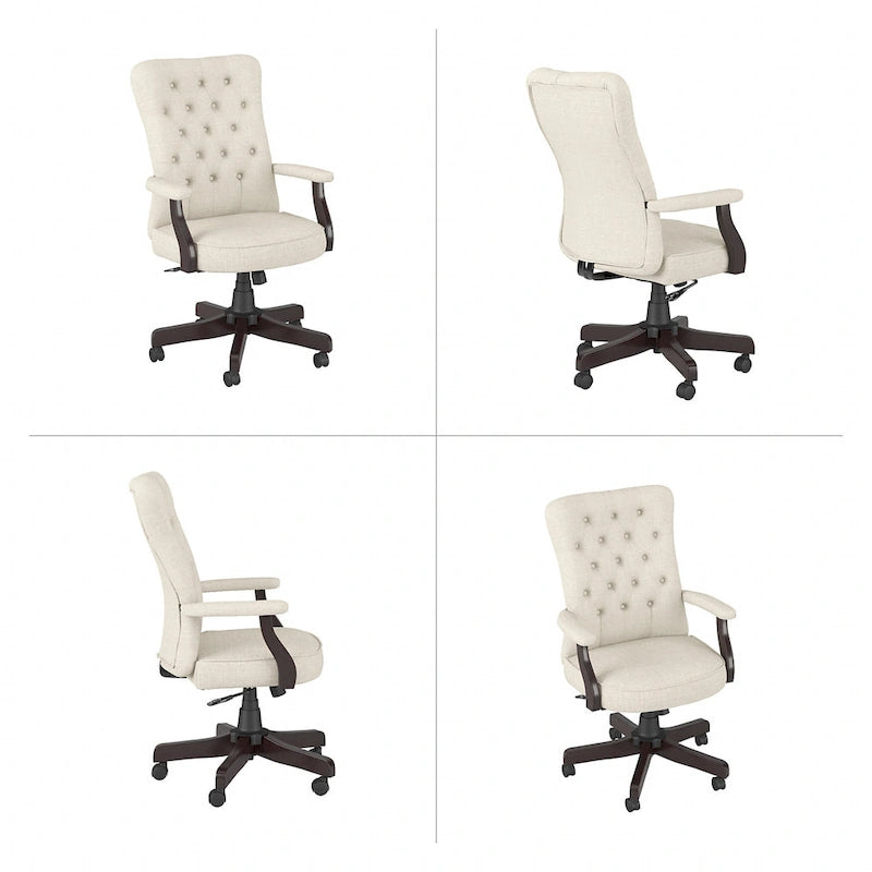 Chaise de bureau capitonnée à dossier haut Cabot avec accoudoirs – Fauteuil de bureau de direction