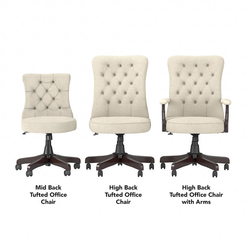 Chaise de bureau capitonnée à dossier haut Cabot avec accoudoirs – Fauteuil de bureau de direction